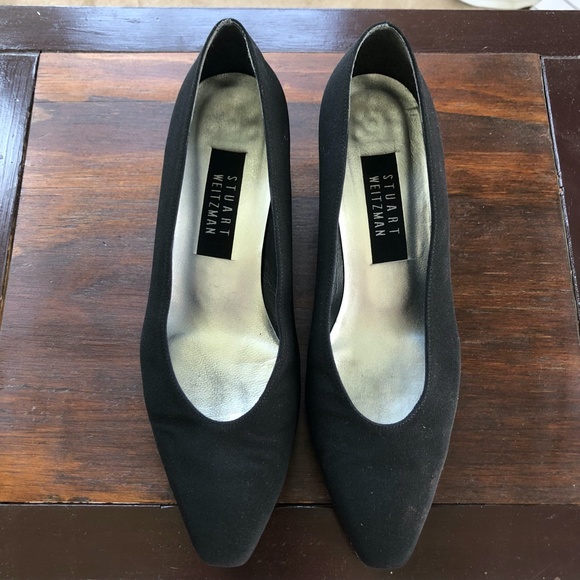 Stuart Weitzman Black Heels with Glittering Silver Block - Picture 6 of 8